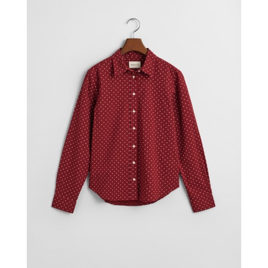 GANT Women's Cotton Voile Regular Fit Dot Print Shirt 4300418 604 Plumped Red