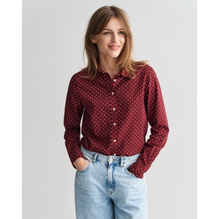 GANT Women's Cotton Voile Regular Fit Dot Print Shirt 4300418 604 Plumped Red