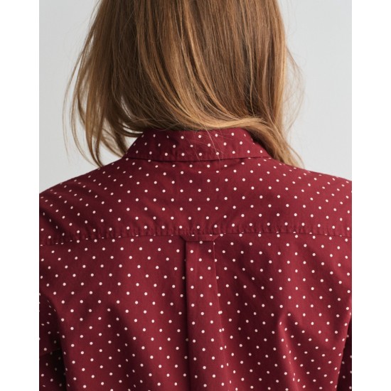 GANT Women's Cotton Voile Regular Fit Dot Print Shirt 4300418 604 Plumped Red