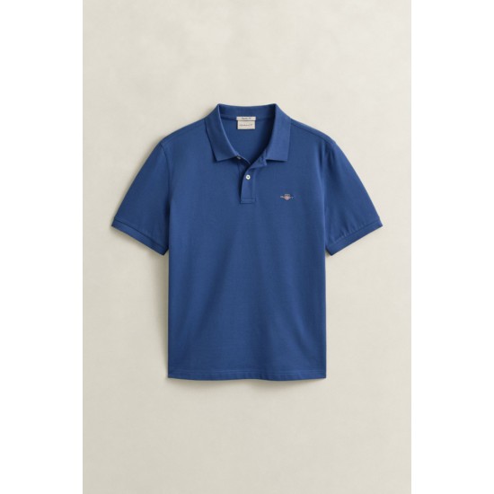 GANT Men's Cotton Regular Fit Shield Piqué Polo Shirt 2210 442 Vintage Blue