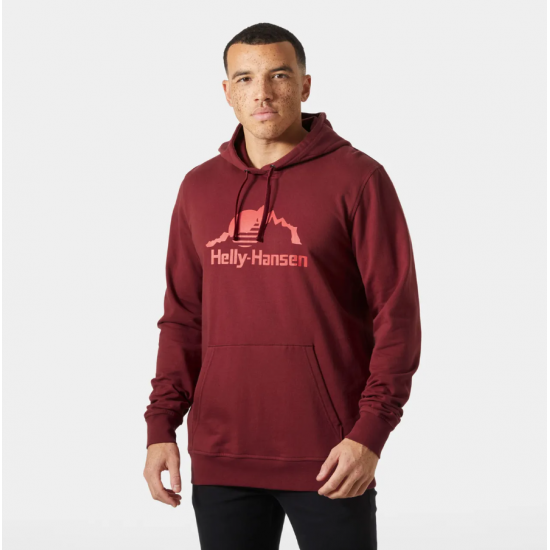 HELLY HANSEN Ανδρικό Βαμβακερό Φούτερ Nord Graphic Pull Over Hoodie Regular Fit 62975-180 Mars Red (Μπορντό)