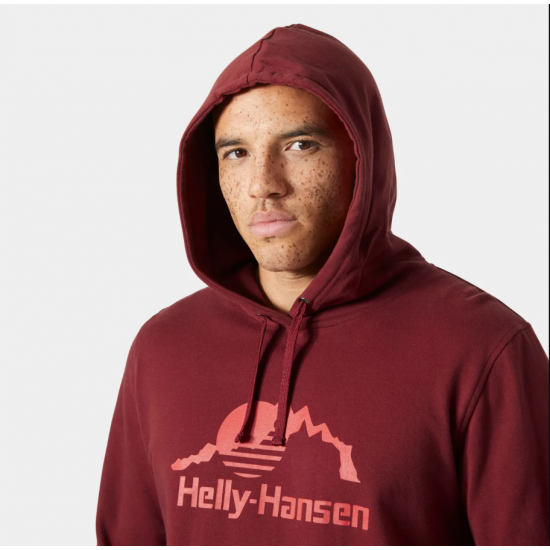 HELLY HANSEN Ανδρικό Βαμβακερό Φούτερ Nord Graphic Pull Over Hoodie Regular Fit 62975-180 Mars Red (Μπορντό)