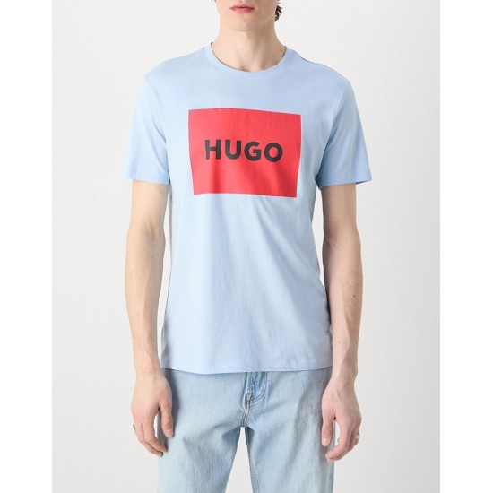 HUGO BOSS Men's Crew-Neck T-Shirt In Cotton Jersey Dulive222 50467952 455 Light Blue