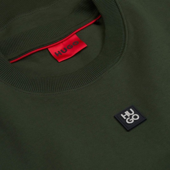 HUGO Ανδρικό Βαμβακερό Φούτερ Λαιμόκοψη Relaxed Fit Sweatshirt Dettil 50533689 309 Πράσινο