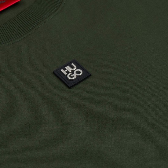 HUGO Ανδρικό Βαμβακερό Φούτερ Λαιμόκοψη Relaxed Fit Sweatshirt Dettil 50533689 309 Πράσινο