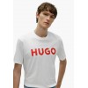 HUGO Ανδρικό Βαμβακερό T-Shirt Dulivio Κανονική Γραμμή 50467556 100 (Λευκό/Κόκκινο)