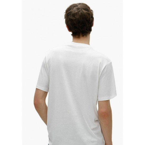 HUGO Ανδρικό Βαμβακερό T-Shirt Dulivio Κανονική Γραμμή 50467556 100 (Λευκό/Κόκκινο)