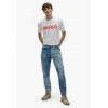 HUGO Ανδρικό Βαμβακερό T-Shirt Dulivio Κανονική Γραμμή 50467556 100 (Λευκό/Κόκκινο)