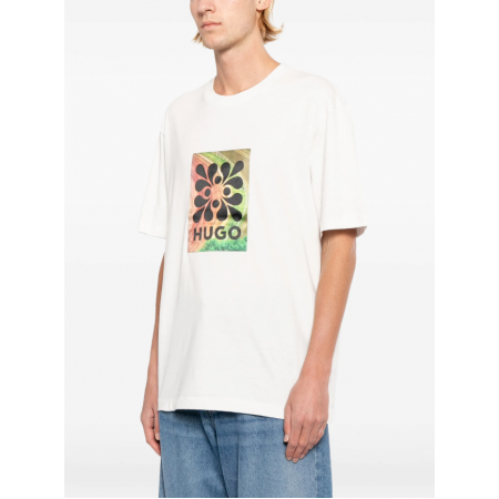 HUGO Ανδρικό Βαμβακερό T-Shirt Damoru Regular Fit 50557679-102(Natural)