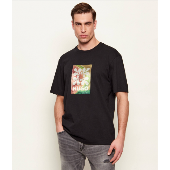 HUGO Ανδρικό Βαμβακερό T-Shirt Damoru Regular Fit 50557679-001 (Black)