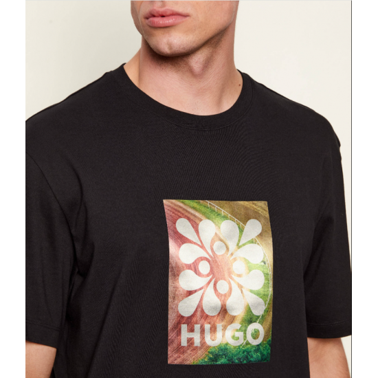 HUGO Ανδρικό Βαμβακερό T-Shirt Damoru Regular Fit 50557679-001 (Black)