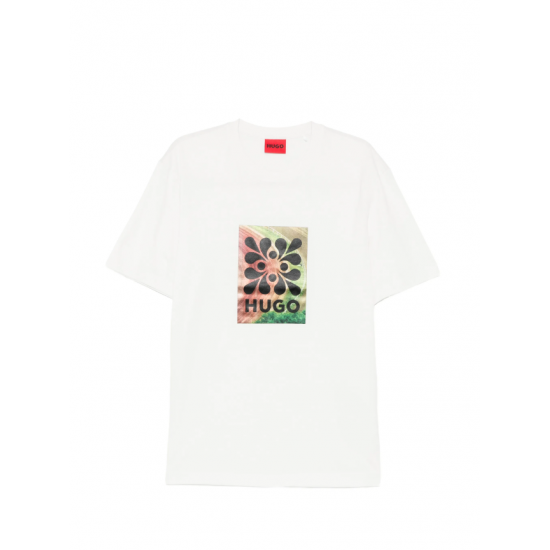 HUGO Ανδρικό Βαμβακερό T-Shirt Damoru Regular Fit 50557679-102(Natural)