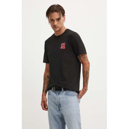 HUGO BOSS Ανδρικό Βαμβακερό T-shirt Regular Fit με Logo στο στήθος Dimoniti 50522434-001 (Μαύρο)