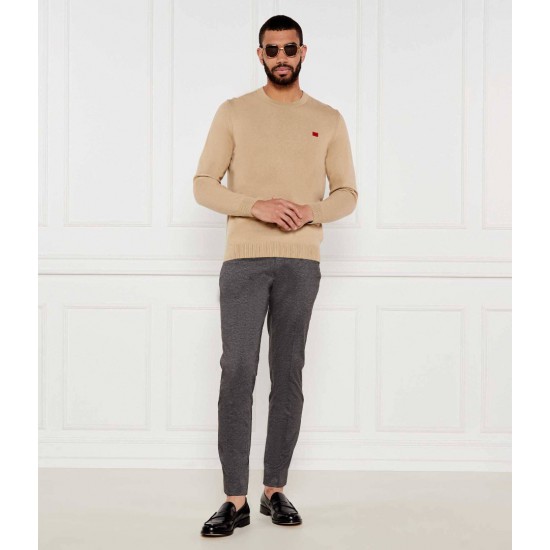 HUGO Ανδρικό Οργανικό-Βαμβακερό Πλεκτό Λαιμόκοψης San Cassius-C1 Κανονική Γραμμή 50475083 269 Μπεζ