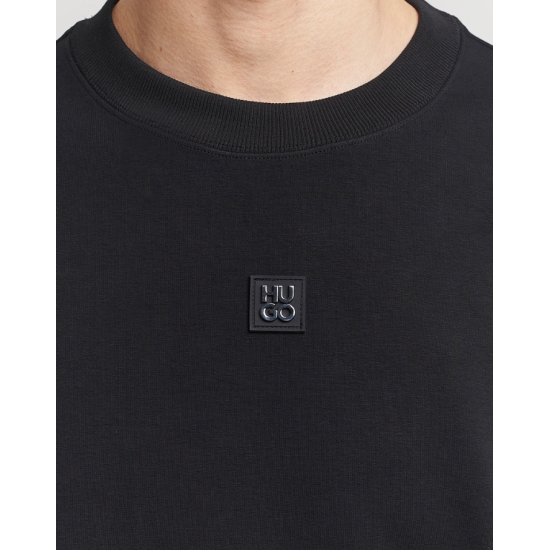 HUGO Ανδρικό Βαμβακερό Φούτερ Λαιμόκοψη Relaxed Fit Sweatshirt Dettil 50533689 002 (Μαύρο)