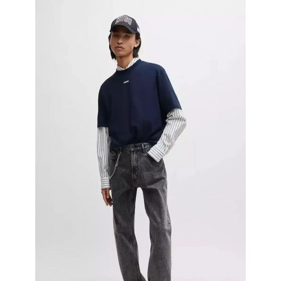 HUGO Ανδρικό Βαμβακερό T-Shirt Dapolino Relaxed Fit 50488330 418 (Navy)
