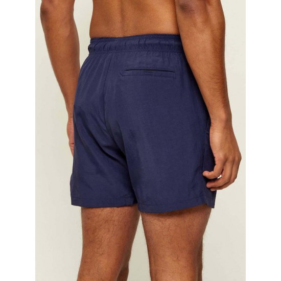 Hugo Ανδρικό Μαγιό Paolo Quick-dry swim shorts with printed stacked logo 50545464 410(Navy)