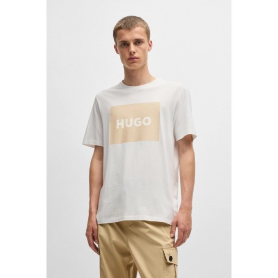 HUGO BOSS Ανδρικό Βαμβακερό T-shirt Regular Fit Box Logo Dulive222 50467952-122 (Μπεζ)