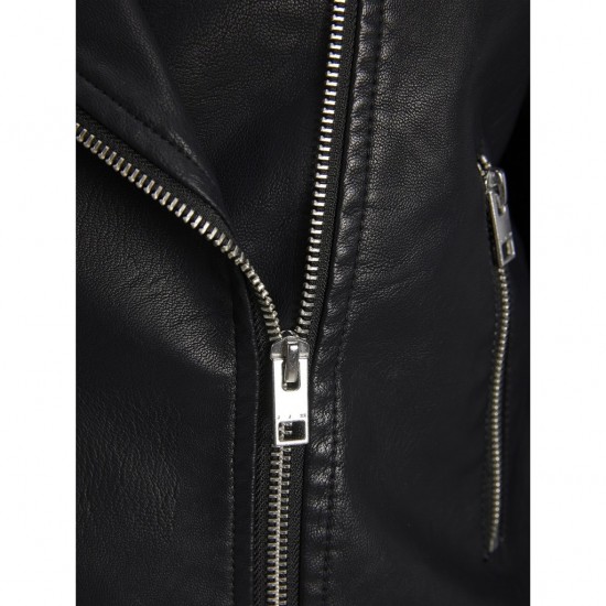 Jack & Jones JJXX Γυναικείο Μπουφάν Δερματίνη Faux Leather Biker Jacket 12206262-Black (Μαύρο)