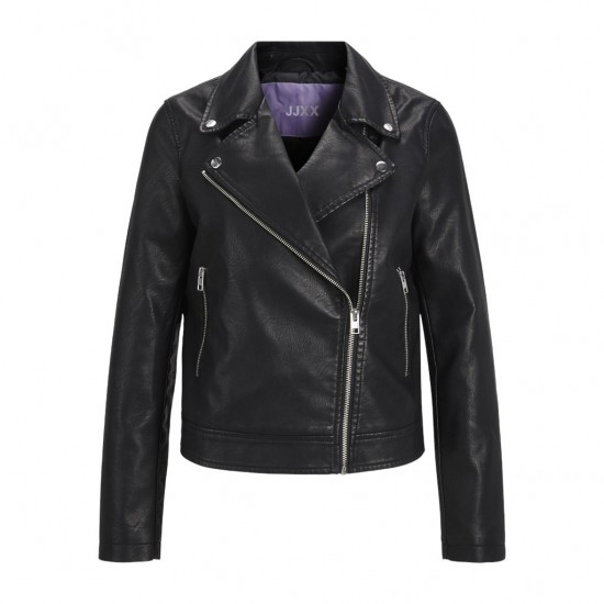 Jack & Jones JJXX Γυναικείο Μπουφάν Δερματίνη Faux Leather Biker Jacket 12206262-Black (Μαύρο)