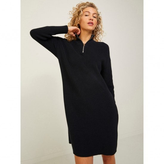 Jack & Jones JJXX Γυναικείο Πλεκτό Φόρεμα Twist HalfZip Knit Dress 12213299-Black (Μαύρο)