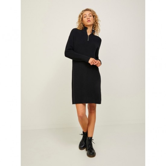 Jack & Jones JJXX Γυναικείο Πλεκτό Φόρεμα Twist HalfZip Knit Dress 12213299-Black (Μαύρο)