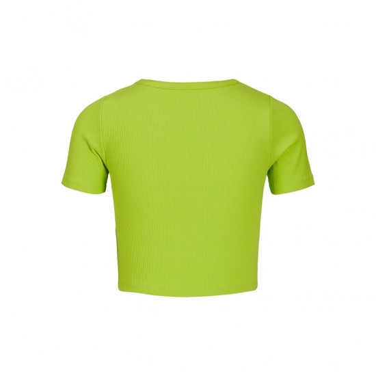 Jack & Jones JJXX Γυναικείο T-shirt Crop FLORIE STR SS RIB TEE 12217164-Lime Punch