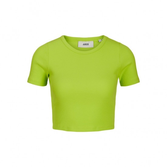 Jack & Jones JJXX Γυναικείο T-shirt Crop FLORIE STR SS RIB TEE 12217164-Lime Punch