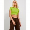 Jack & Jones JJXX Γυναικείο T-shirt Crop FLORIE STR SS RIB TEE 12217164-Lime Punch