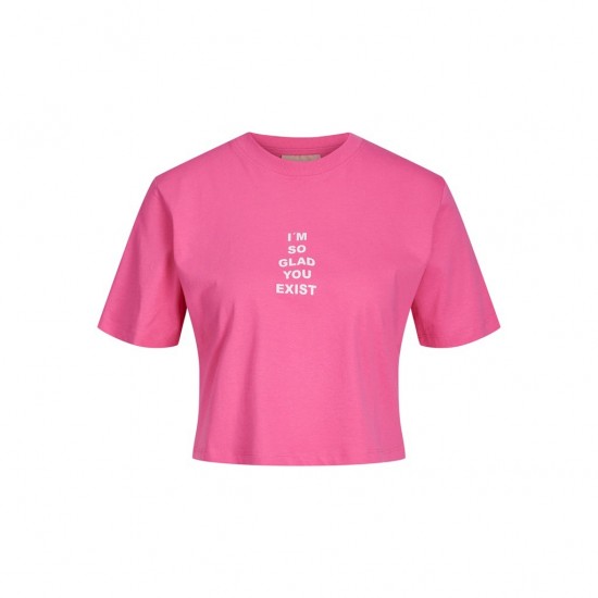 Jack & Jones Γυναικείο Κοντομάνικο Crop Top VALENTINE REG CROP SS TEE JRS 12228539-Carmine Rose