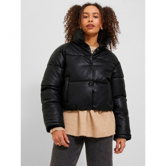 Jack & Jones JJXX Γυναικείο Μπουφάν Faux Leather Puffer Jacket 12236383-Black (Μαύρο)