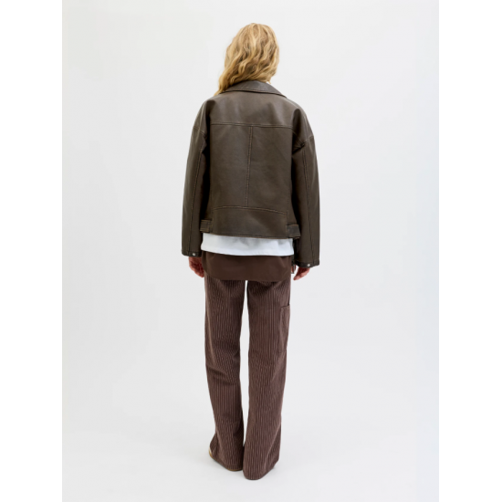 Jack & Jones JJXX Γυναικείο Μπουφάν JXFRIDA Δερμάτινο Washed Biker 12262131-Braken Washed(Καφέ)