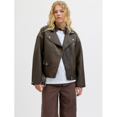 Jack & Jones JJXX Γυναικείο Μπουφάν JXFRIDA Δερμάτινο Washed Biker 12262131-Braken Washed(Καφέ)