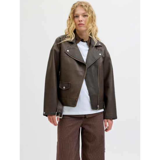 Jack & Jones JJXX Γυναικείο Μπουφάν JXFRIDA Δερμάτινο Washed Biker 12262131-Braken Washed(Καφέ)