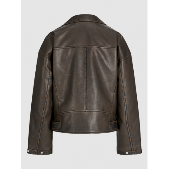 Jack & Jones JJXX Γυναικείο Μπουφάν JXFRIDA Δερμάτινο Washed Biker 12262131-Braken Washed(Καφέ)