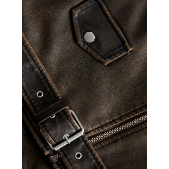 Jack & Jones JJXX Γυναικείο Μπουφάν JXFRIDA Δερμάτινο Washed Biker 12262131-Braken Washed(Καφέ)