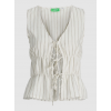 Jack & Jones JJXX Γυναικείο Λινό Top JXALMIRA LINEN BLEND TIE SL TOP 12287713-Blanc de Blanc(Eκρού/Ριγέ)