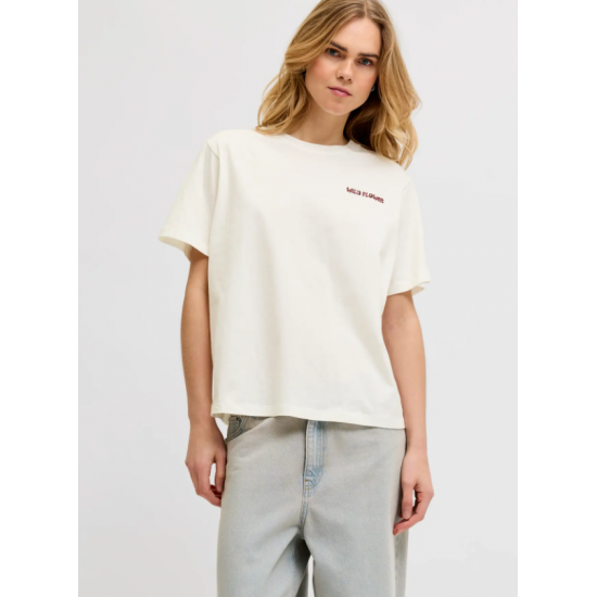 Jack & Jones JJXX Γυναικείο T-Shirt JXBLOMMA LOOSE SS TEE TG JRS 12296303-Blanc de Blanc