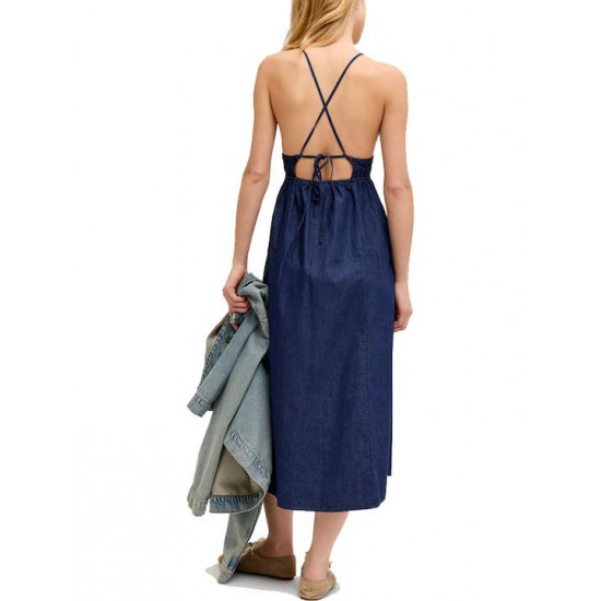 Jack & Jones JJXX Γυναικείο Φόρεμα Denim JXDEBBY CHAMBREY SL DRESS WVN 12287864-Dark Blue Denim