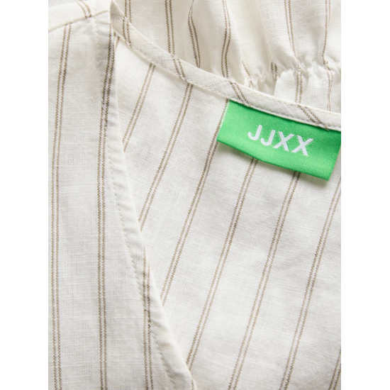 Jack & Jones JJXX Γυναικείο Λινό Top JXALMIRA LINEN BLEND TIE SL TOP 12287713-Blanc de Blanc(Eκρού/Ριγέ)