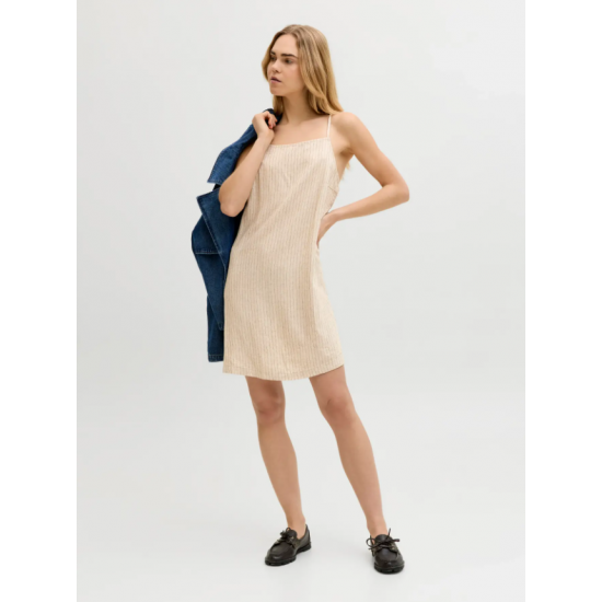 Jack & Jones JJXX Γυναικείο Λινό Φόρεμα JXALMIRA PETRA LINEN BLEND 12294717-Feather Gray/Pinstripe(Μπεζ/Ρίγες)