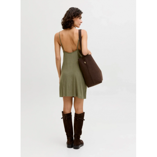 Jack & Jones JJXX Γυναικείο Λινό Φόρεμα JXALMIRA PETRA LINEN BLEND 12294717-Dusty Olive(Λαδί)