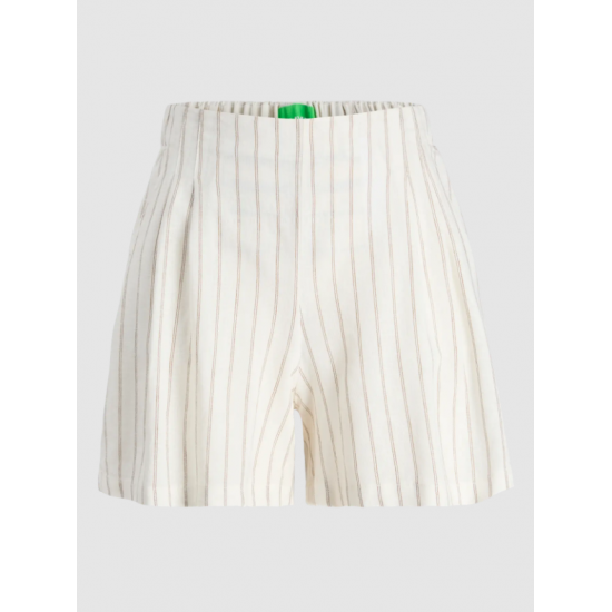 Jack & Jones JJXX Γυναικείο Λινό SHORTS JXALMIRA LINEN BLEND HW 12287707-Blanc de blanc(Εκρού/Ρίγα)