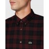 Lacoste Men's Cotton Regular Fit Plaid Shirt CH2565 00 0PU Red Black