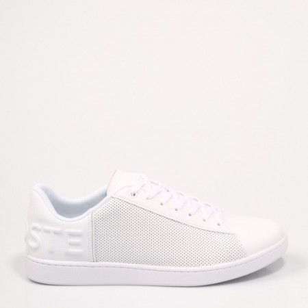  Lacoste Men Sneaker Carnaby White Shoes with Perforated Design
