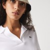 Lacoste Γυναικεία Ρευστή Polo Pique Μπλούζα Χαλαρής Εφαρμογής PF0504 00 001 Λευκή