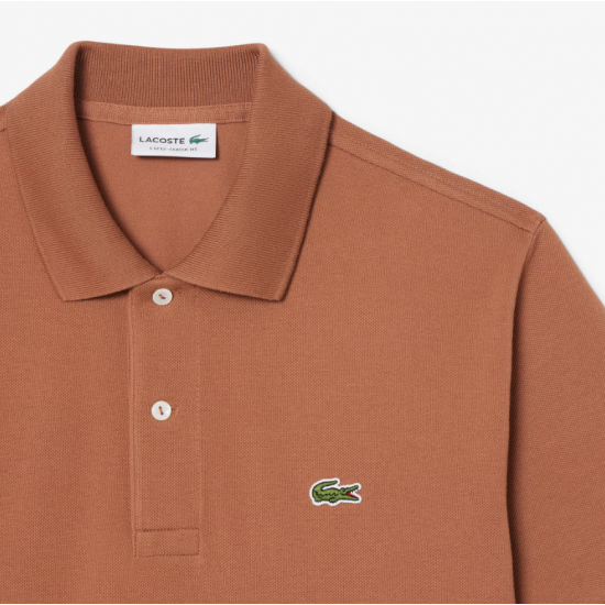LACOSTE Ανδρική Βαμβακερή Polo Pique Μπλούζα Κανονική Γραμμή L.12.12 00 LFA Ανοιχτό Καφέ