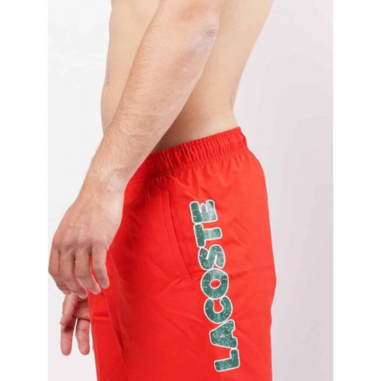 LACOSTE Ανδρικό Σορτς Μαγιό Bolded Logo Μεσαίου Μήκους MH9386 00 F8M Πορτοκαλί