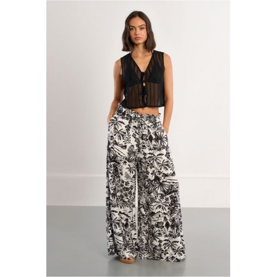 LILI SIDONIO Cropped top in openwork knit GL733BEE-Black(Μαύρο)