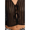 LILI SIDONIO Cropped top in openwork knit GL733BEE-Black(Μαύρο)